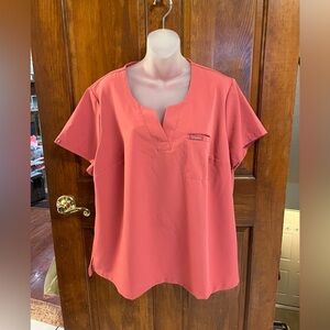 Jaanuu Scrub Top Women’s Size 2X Dusty Rose V-Neck Performance Stretch Medical